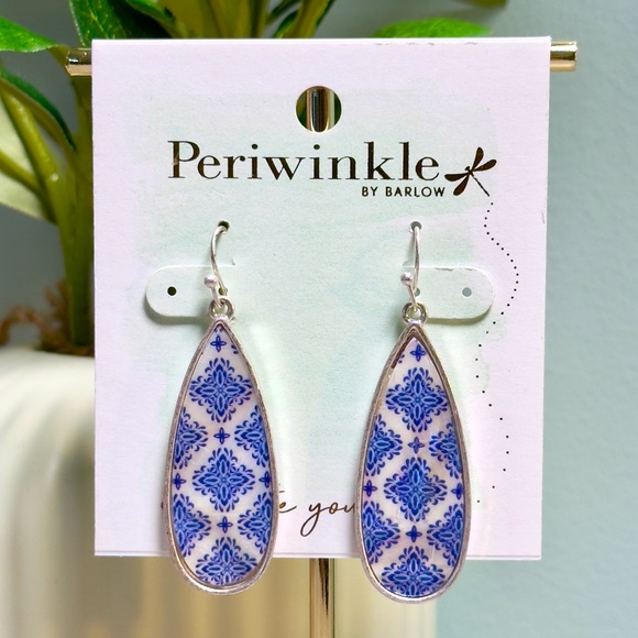 Periwinkle by Barlow Jewelry - Periwinkle by Barlow Blue and White Teardrop Earrings